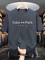 Eden Park Paris Printed Cotton T-shirt For Men Summer Short Sleeve Round Neck Tees Casual Sports Loose Oversized Unisex Tops