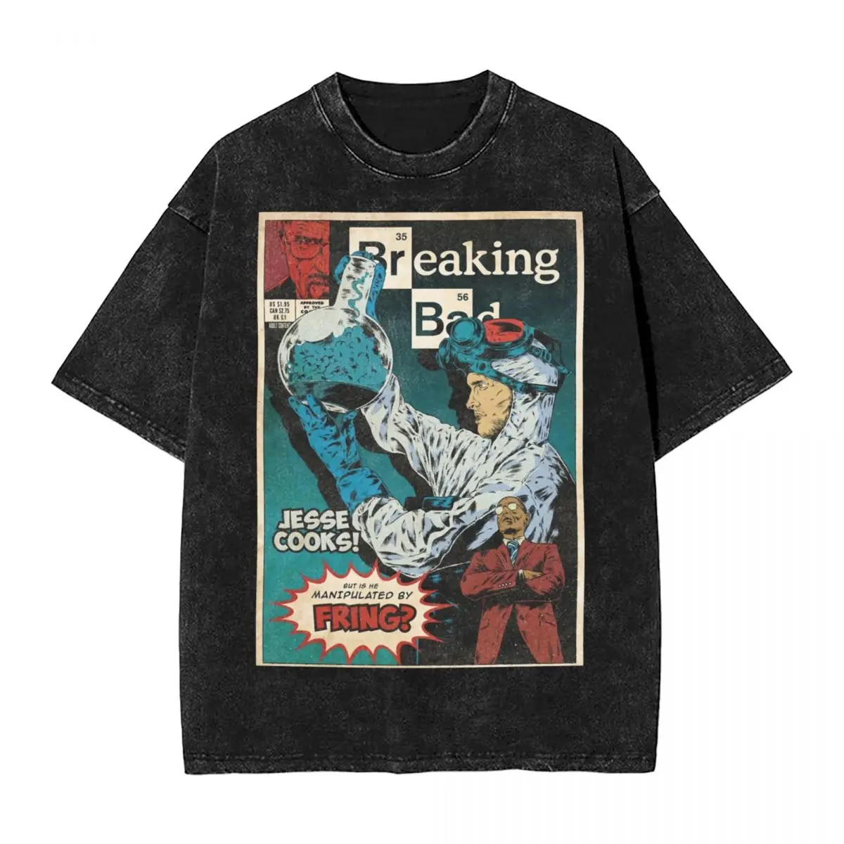 男性と女性のためのブレイキングバッドTシャツ,綿100%,ヒップホップ,色あせた,特大,ヴィンテージトップス,ストリートウェア,夏