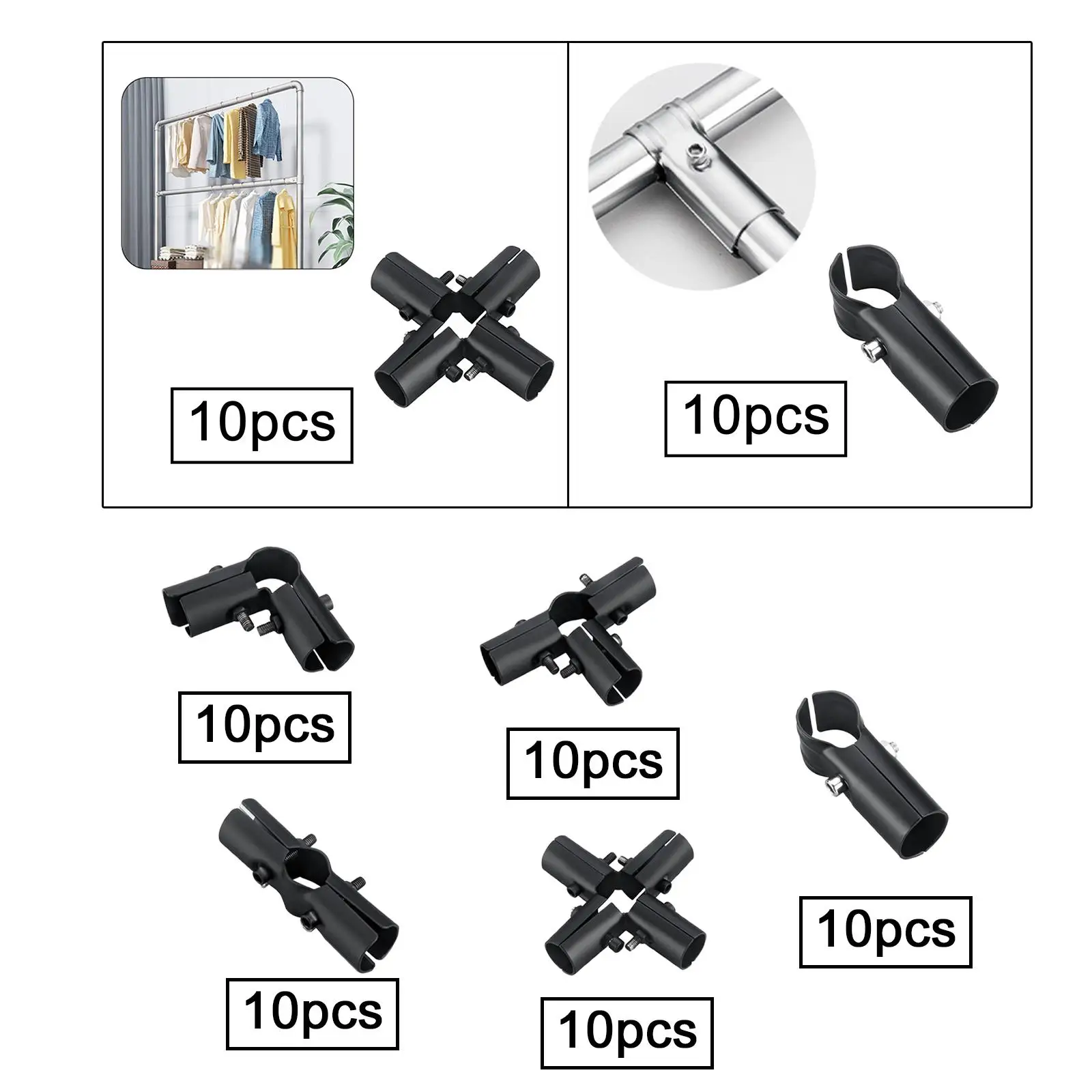 10x Stainless Steel Tube Connector Pipe Fitting Connector for Furniture Pipe Connection Round Pipe Connection Simplified Sheds