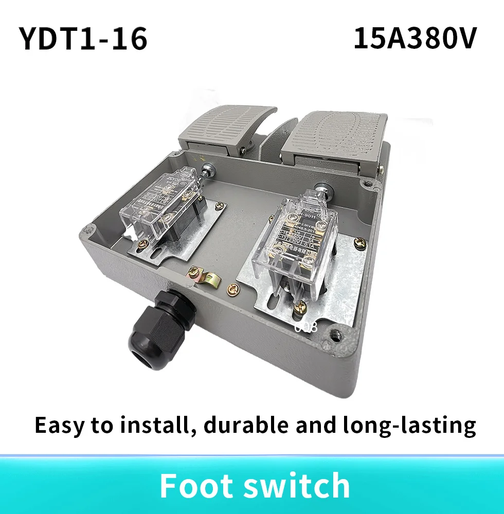 YDT1-16 AC 380V 6A aluminum double with KH9011 core silver point foot pedal switch MD6-L02