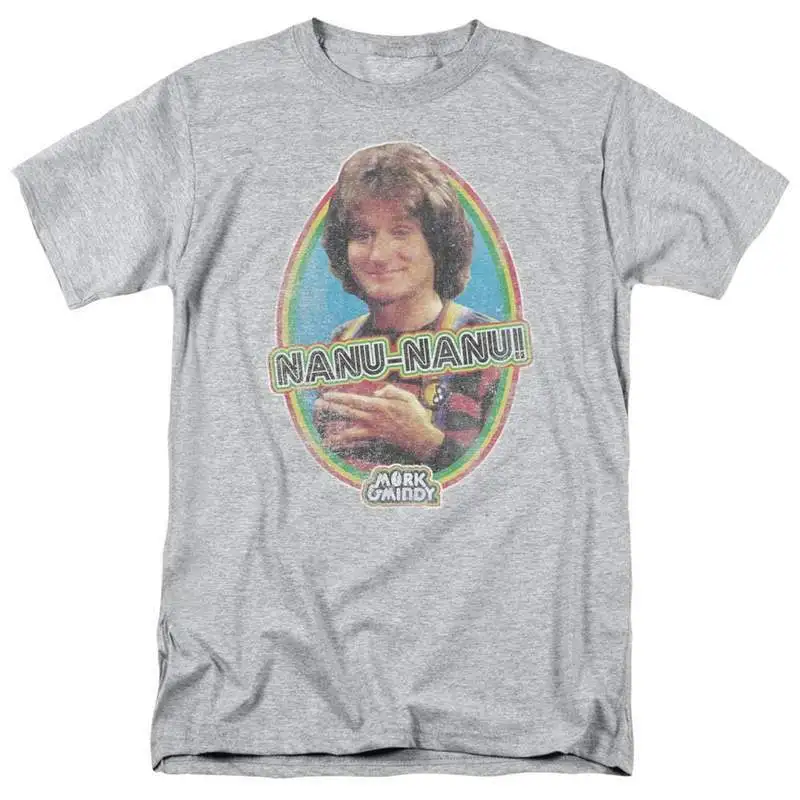 Mork Mindy distressed T shirt retro 70's tv adult regular fit tee CBS890