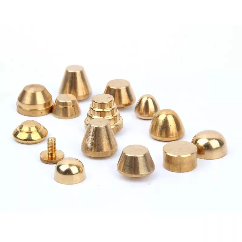 Mosiężny okrągły klamra w kształcie łuku, ozdobny guzik do torebki, ręcznie robiony element do skóry, śruba.