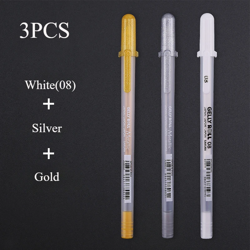 1/3PCS SAKURA Gelly Roll Gel Pennen Hoogtepunt Marker voor Journaling Art Tekening Klassieke Witte Inkt Diverse punt Fijn Medium Vet