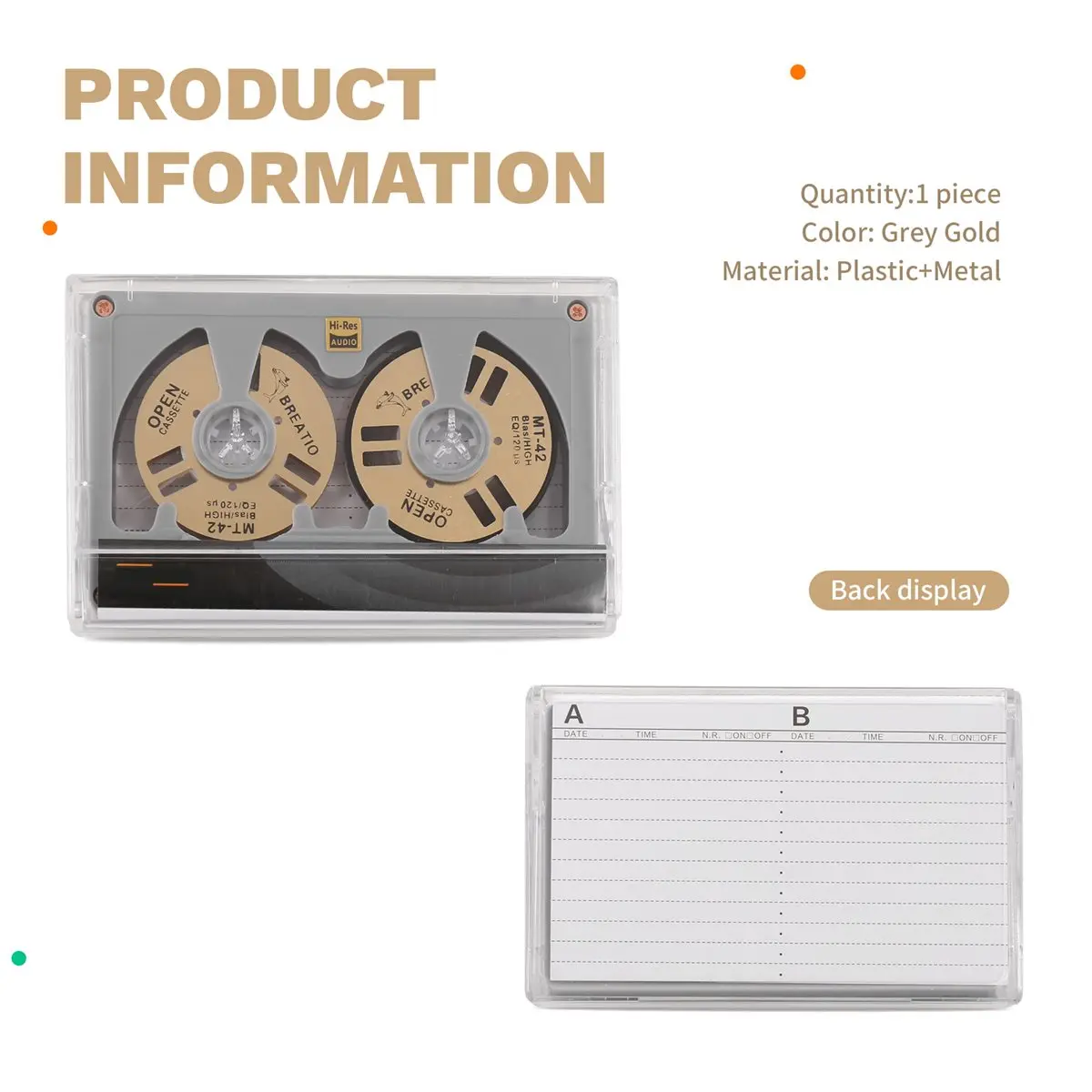 Nices Audio Cassette Reel to Reel Cassette 50 Minute Blank Tape Double Sided Metal Reel Hollow Case Self-Made Self-Made