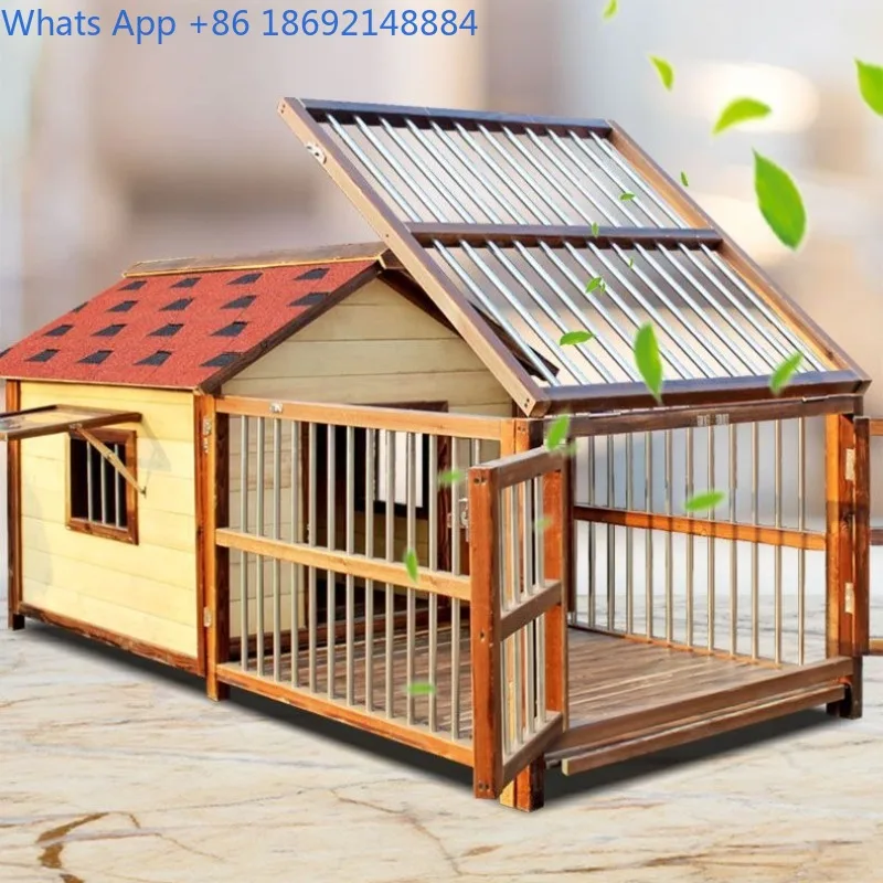 Pet Villa Solid Wood Dog House Winter Warm Outdoor Rainproof Large Dog Windproof Dog House Outdoor Indoor Waterproof