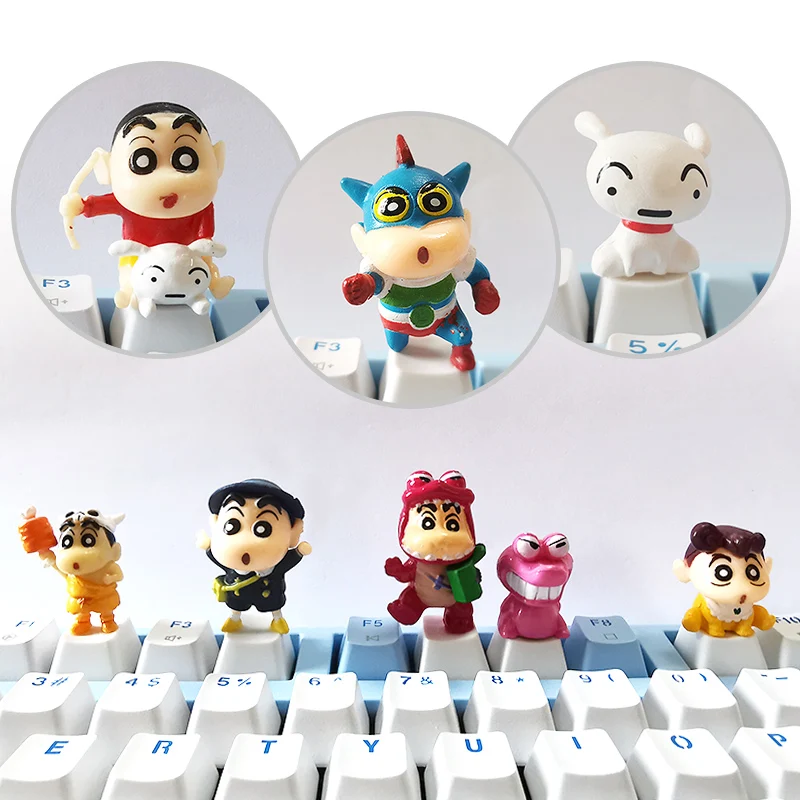 

New Miniso Cute 3D Crayon Shin chan Personalized Cartoon Anime Mechanical Keyboard Keycaps Punk OEM Transparent Birthday Gift
