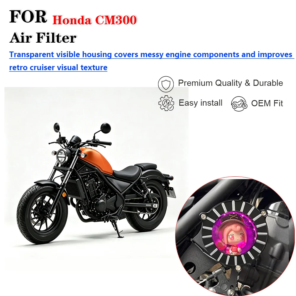Transparent Decorative Air Filter Shield Cover Mod Accessories For Honda CM300 Cruiser Motorcycle