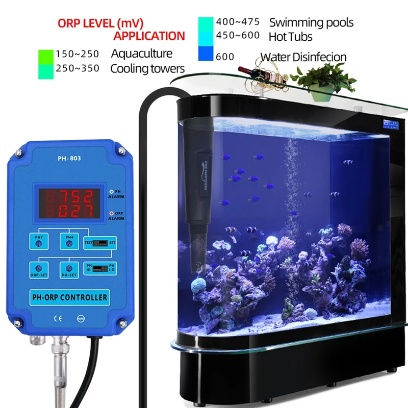 A61Z Deals Digital 2&1 PH ORP Monitor Redox Controller W/ Output Power Relay For Aquarium Hydroponics Plant Pool Spa
