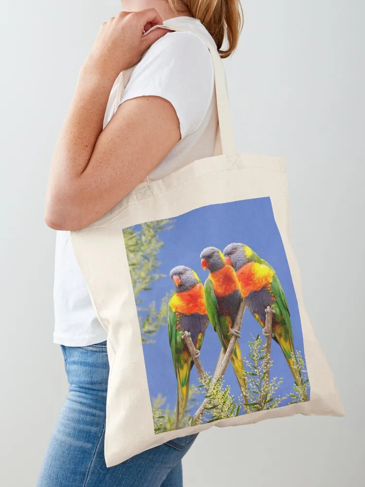 Rainbow Lorikeet Love, Australian Birds, Bright and Colorful Birds with personality and sparkle Tote Bag