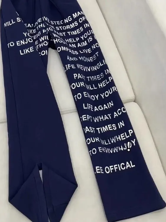 

Casual Loose Leggings Men's k Blue Printed Letter Straight Leg Sport Sweatpants Drapey Cleanfit Comfortable Breathable