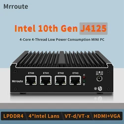 Mini masaüstü bilgisayar Intel J4125 LPDDR4 2.5G Lans HDMI/VGA çift görüntüler ofis için fansız Mini PC