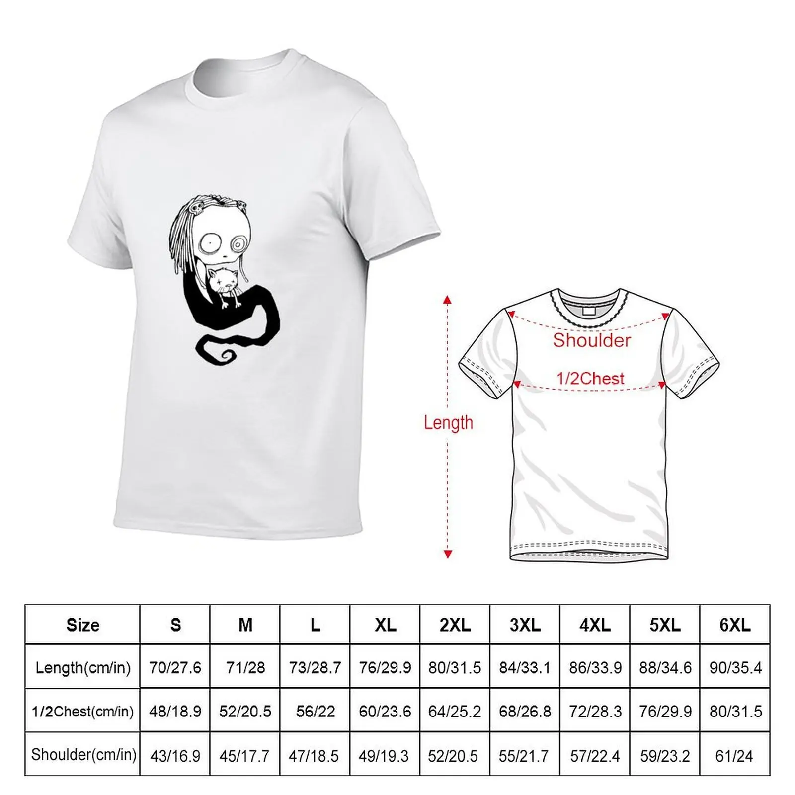 تي شيرت Lenore باللونين الأبيض والأسود تي شيرت مطبوع للرجال تي شيرت برسومات #5