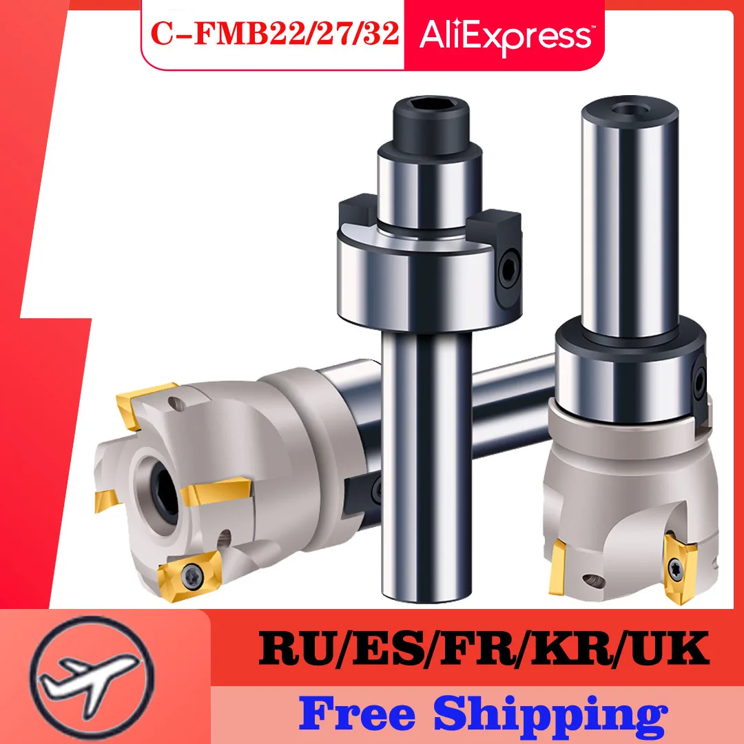 Face Milling Cutter Suporte de Ferramentas Haste Reta Face End Mill para Bap 300r 400r C12 C16 C20 C25 Fmb22 Fmb27 Fmb32 50 63 mm