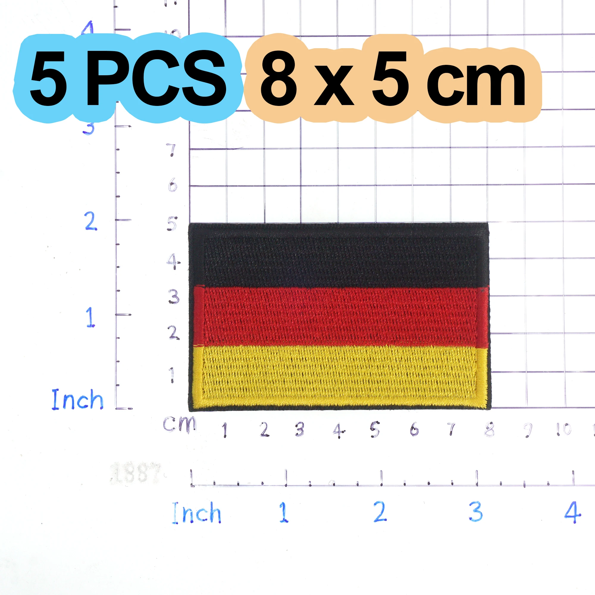 5PCS/1PC Deutsche Flagge Gestickter Aufnäher Deutschland Haken & Schleife Schulter Abzeichen Applikation Eisen Auf für Kleidung Zubehör