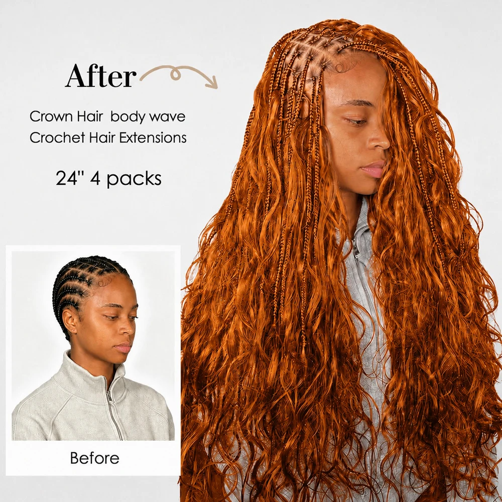 Ginger 350 Color Body Wave Crochet Human Hair Miracle Knots Feather Tip For Boho Braids Lightweight Quick Install Full Ends