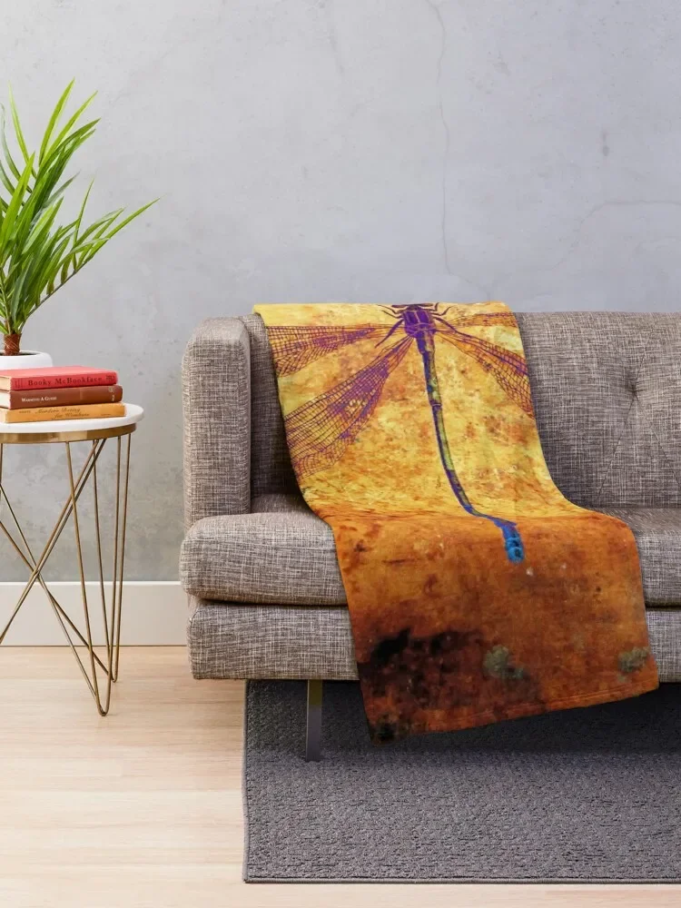 Dragonfly in Amber Throw Blanket Decorative Sofa Hairys Blankets