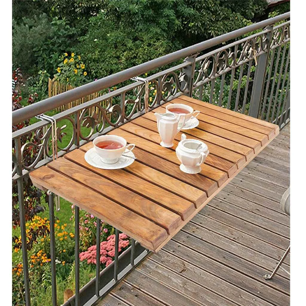 Folding Balcony Tables Oak Wooden Folding Metal Table sturdy durable Nesting Furniture Design Desk tableware Camping equipment