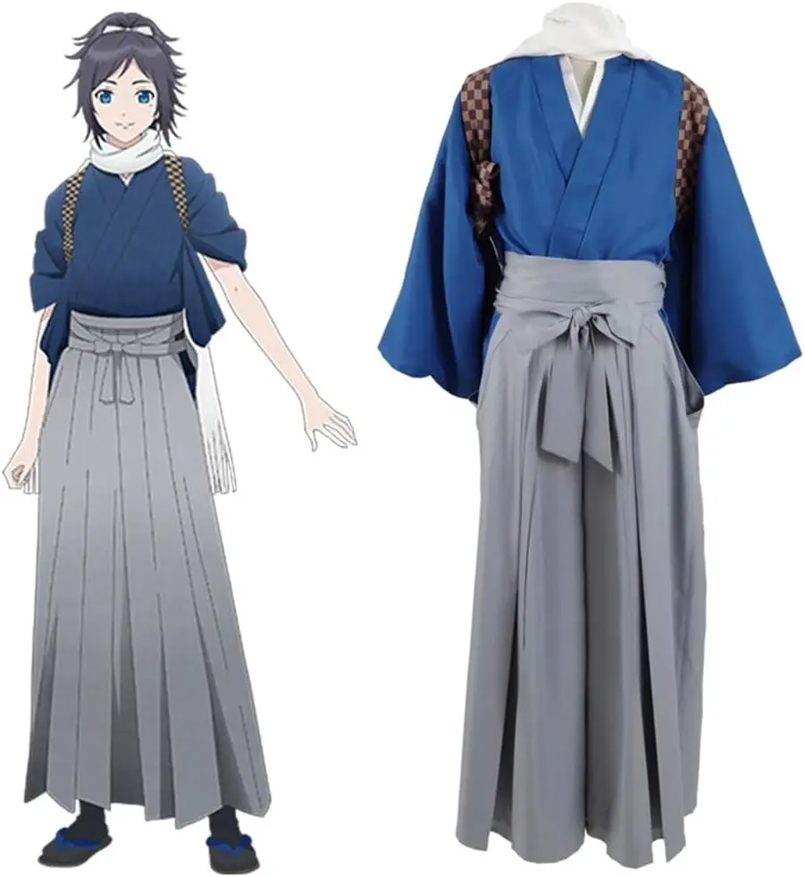 Anime Touken Ranbu Online Cosplay Kostüm Yamatonokami Yasusada Cos Halloween Kimono Set mit Schal anpassen