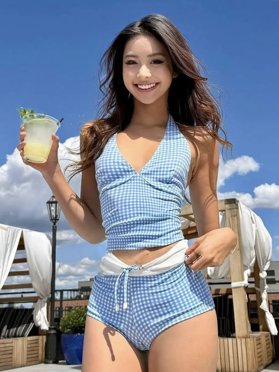 

Элитный женский купальник для похудения 2025: Новинка, ретро-стиль, V-образный вырез, клетчатый узор, раздельный дизайн для фитнеса и йоги