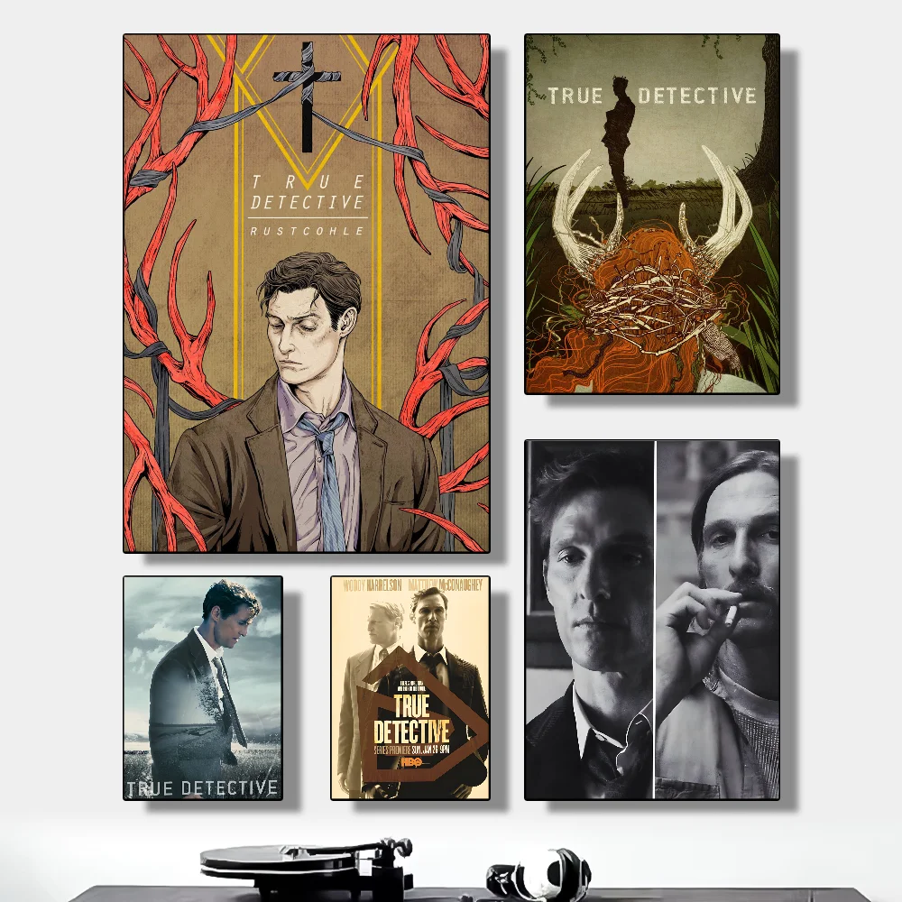 

Classic Movie True Detective tv Poster HD art sticky wall waterproof home living room bedroom bar aesthetic decoration