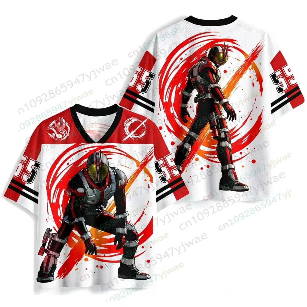 New 2026 Anime Summer Men's Women's Kamen Rider Jersey Casual Sports Short Sleeve V-neck T-Shirt Tops
