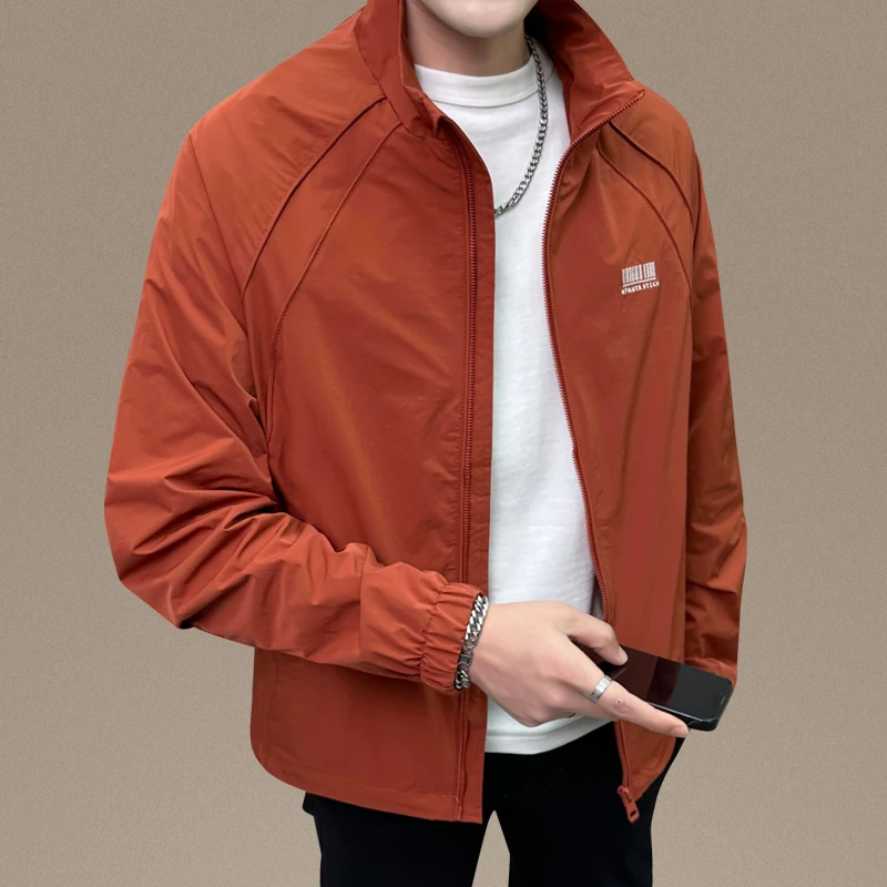 

Мужская куртка с воротником-стойкой, повседневная, дышащая, весенне-осенняя, модная и стильная, свободного кроя, с длинными рукавами, верхняя одежда