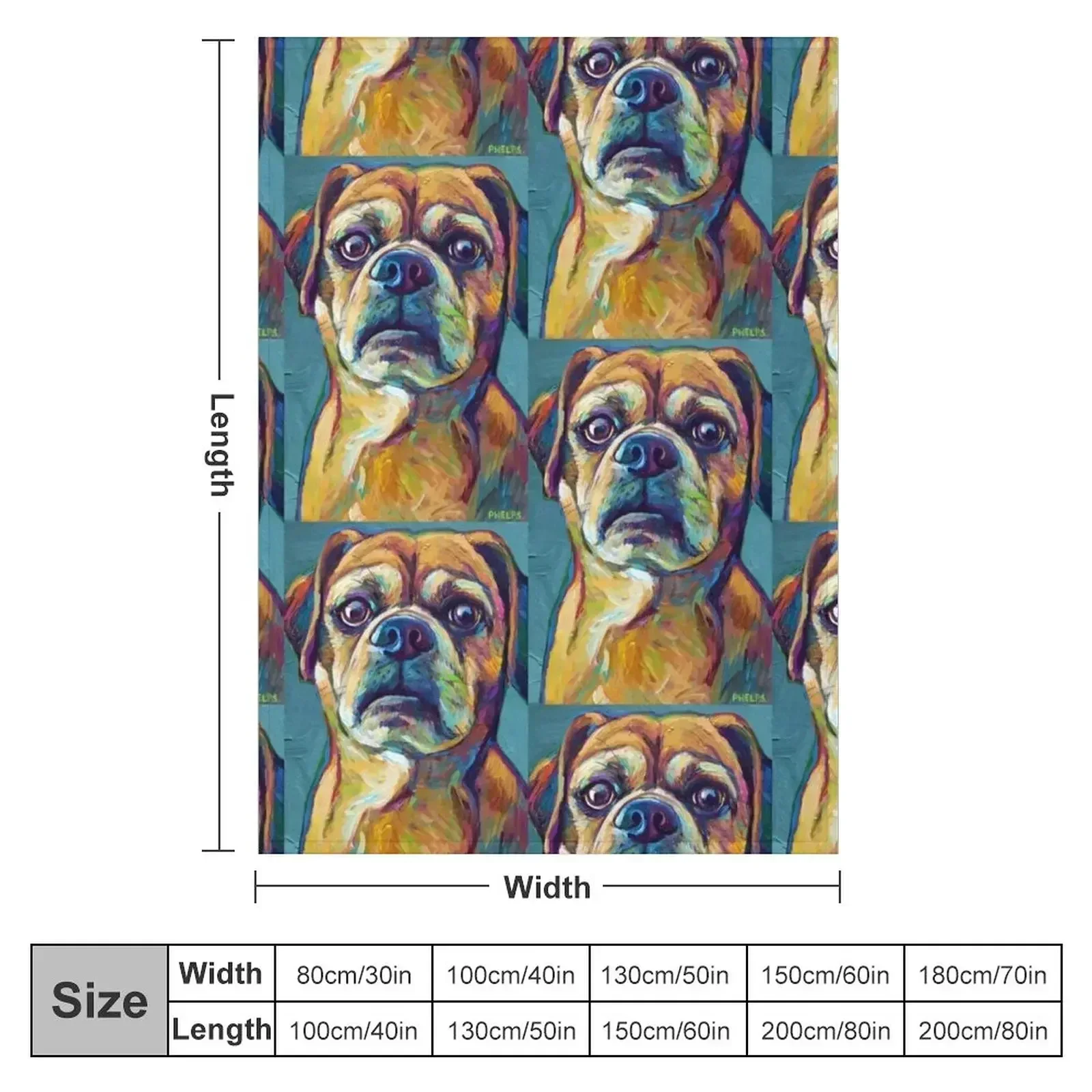 Cute Puggle On Blue Throw Blanket valentine gift ideas Custom Blankets