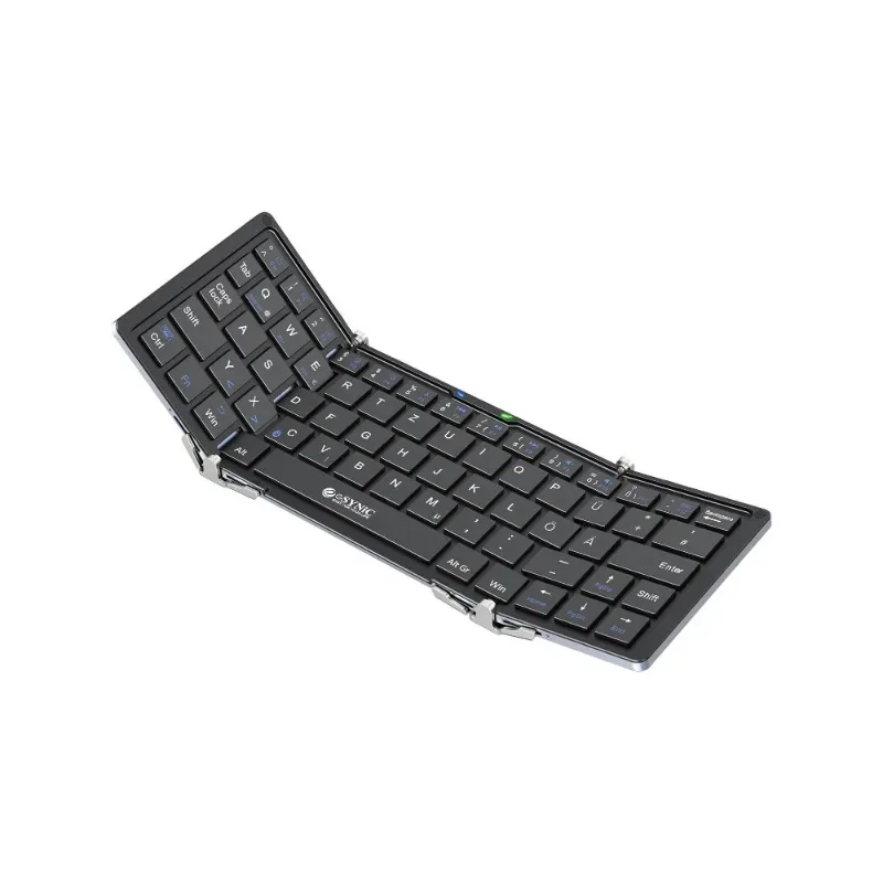 Foldable Bluetooth 5.1 Wireless Aluminium Alloy Keyboard Ultra-Slim Full-size Portable Bi-fold Pocket Size with Case Cover