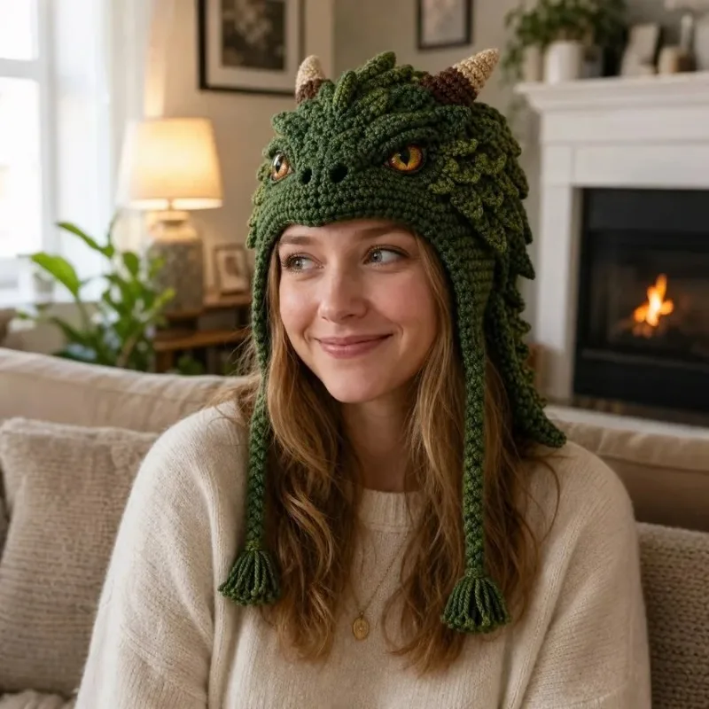 DIY Hood Hat Crochet Kit with Step-by-Step Guide Craft Knitted Hat Crochet Kit Handmade Animal Hood Hat Crochet Kit