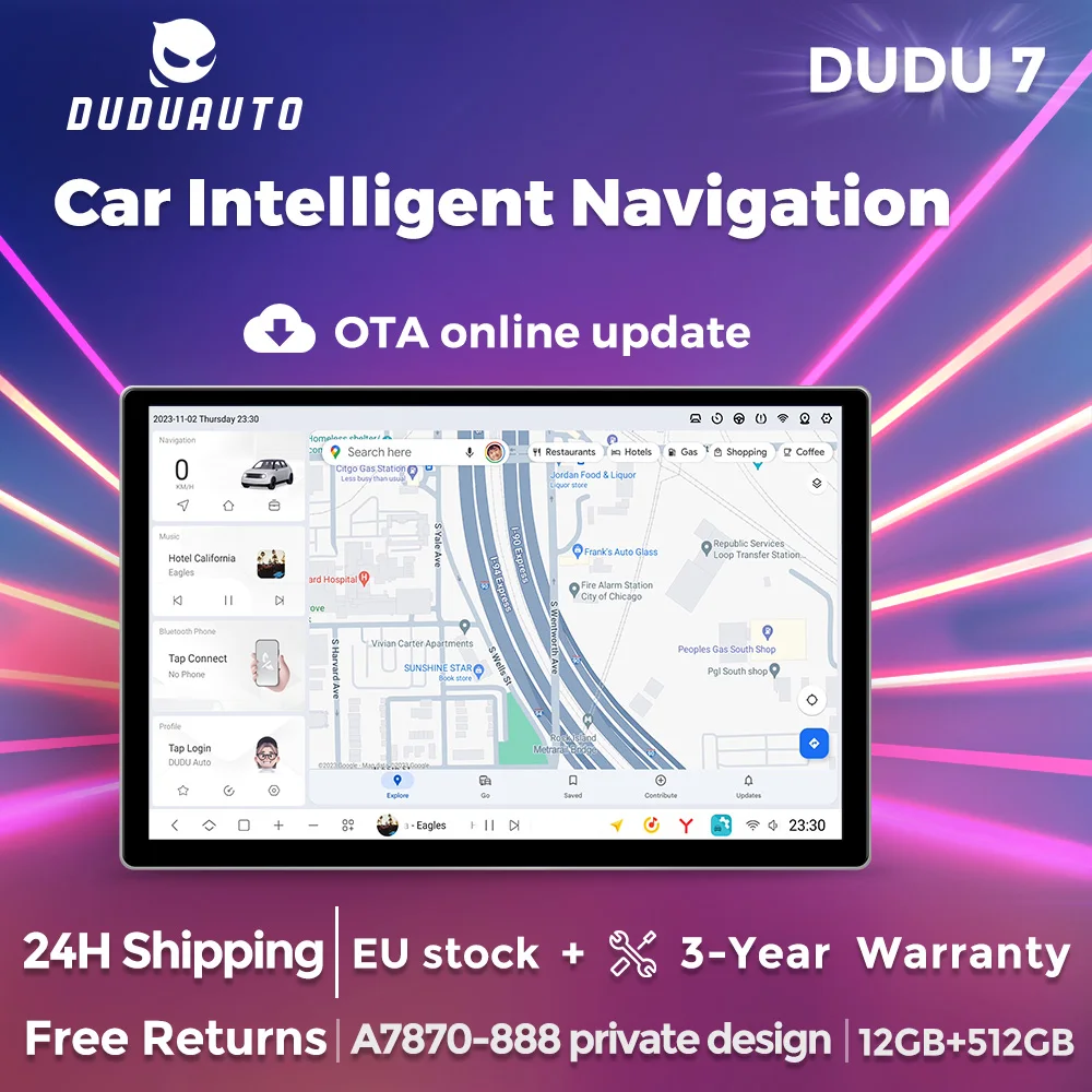 DUDUAUTO DUDU DUDU7 A7870 AKM7739 TDA7808 AUTO Android 13 Wireless Carplay 12GB + 512GB Car Radio Player Intelligent System QLED