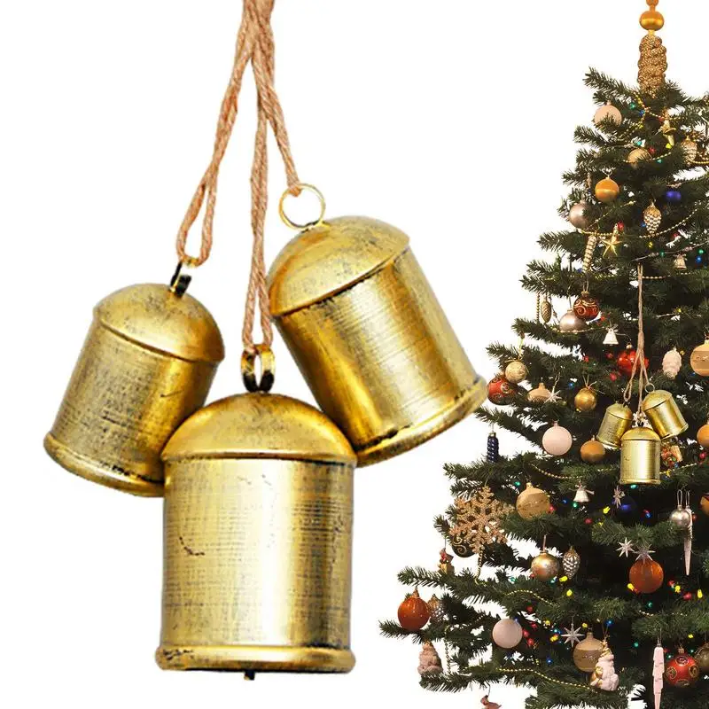 Cow Bells For Decoration Christmas Metal Bells Christmas Chimes Bells Jingle Tree Decor With Jute Rope For Wall Gardens Home