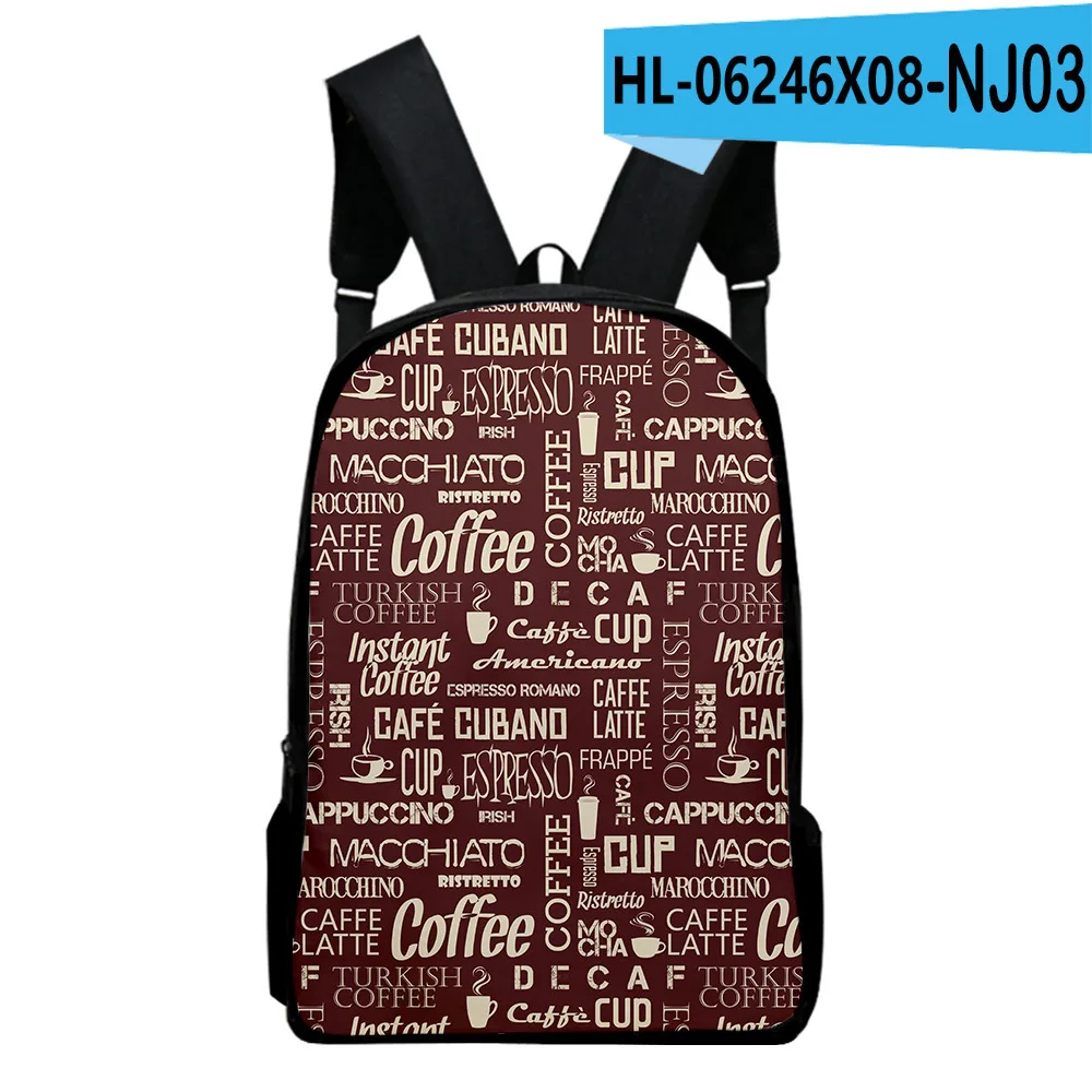 Classic Popular Funny Text coffee Notebook Backpacks pupil School Bags 3D Print Oxford Waterproof Boys/Girls Laptop Backpacks