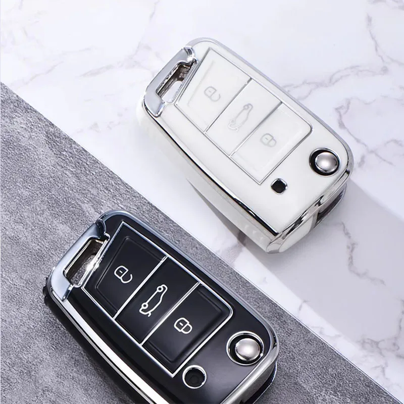 

TPU Car Folding Key Case Cover for VW Volkswagen Golf 7 MK7 Tiguan MK2 For SEAT Ateca Leon FR 2 Ibiza For Skoda Octavia A7