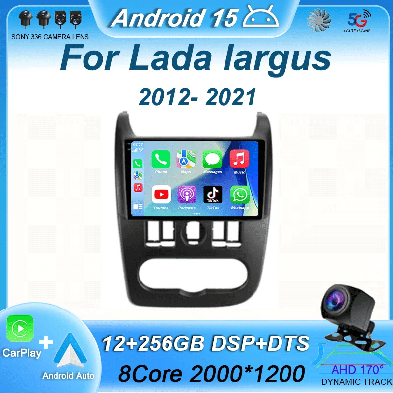 

Автомобильный радиоприемник Carplay с Wi-Fi Android 15 для Lada largus 2012 2013 2014-2021, мультимедийный видеоплеер, GPS, стерео, 2din, DSP, головное устройство