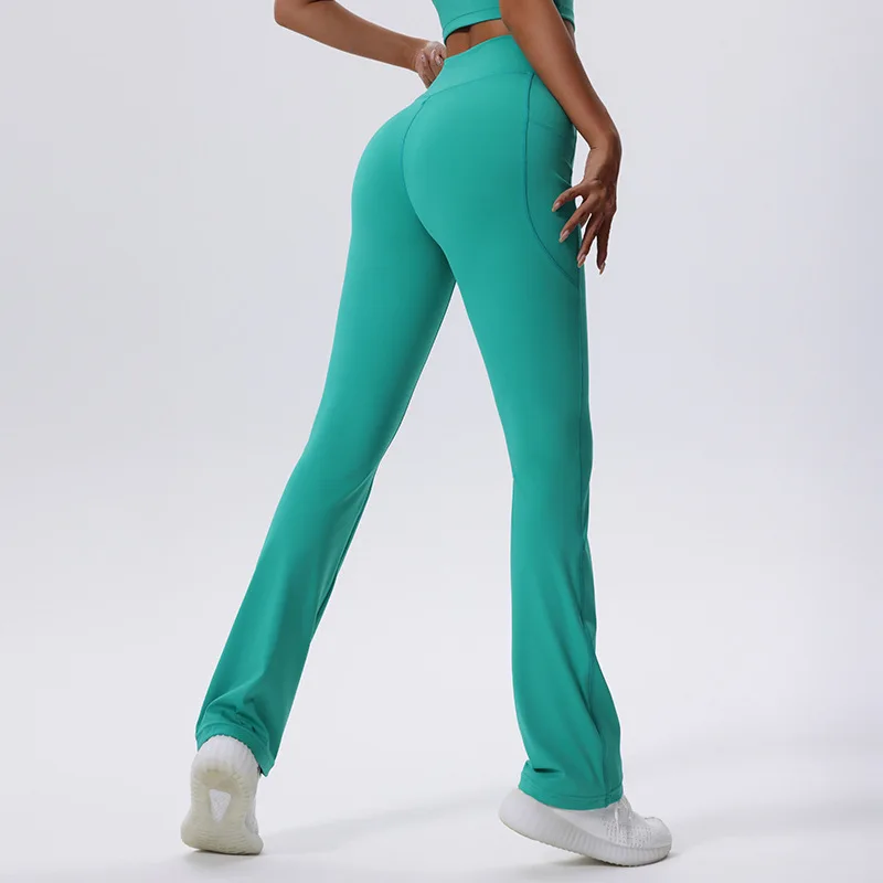 New Flare Leggings Yoga Pants Women High Waist Breathable Wide Leg Pants Gym Sports Slim Flared Tight Pants Dance Trousers