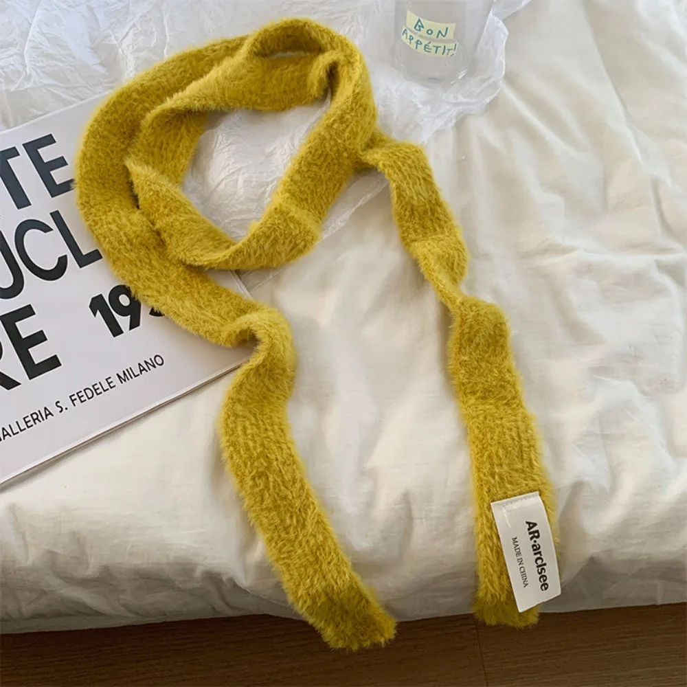

Cute Solid Color Wool Shawl Y2K Dressing Decoration Knitted Scarf Harajuku Ribbon Long Narrow Scarves Streetwear