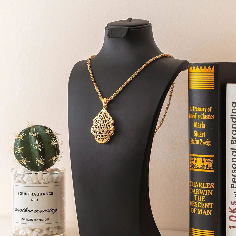 

Water Drop Allah Chain Gold Plated Women Necklace Morocco Hot Style Hollow Design Wedding Jewelry