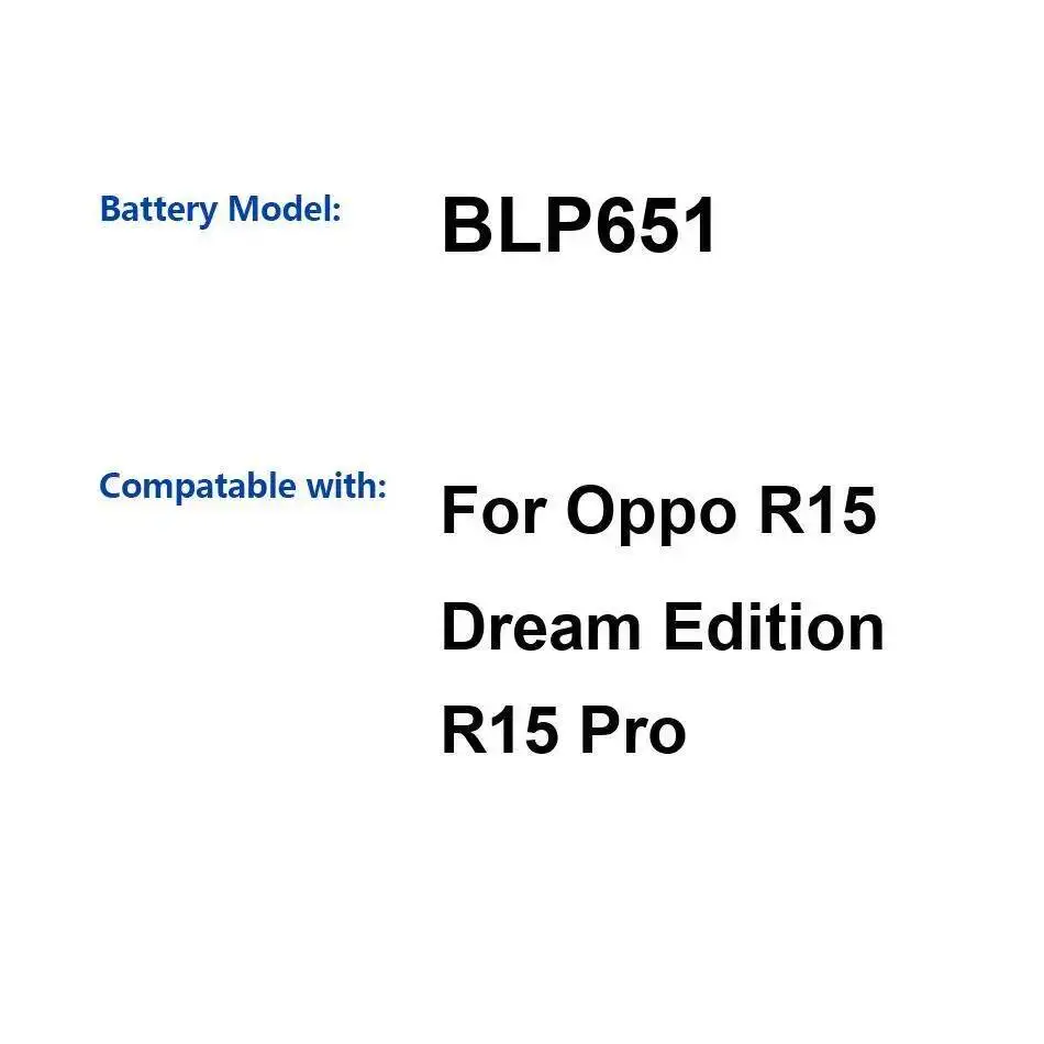 

BLP651 High Capacity Stable 3400Mah Mobile Phone Battery For Oppo R15 Dream Edition Pro