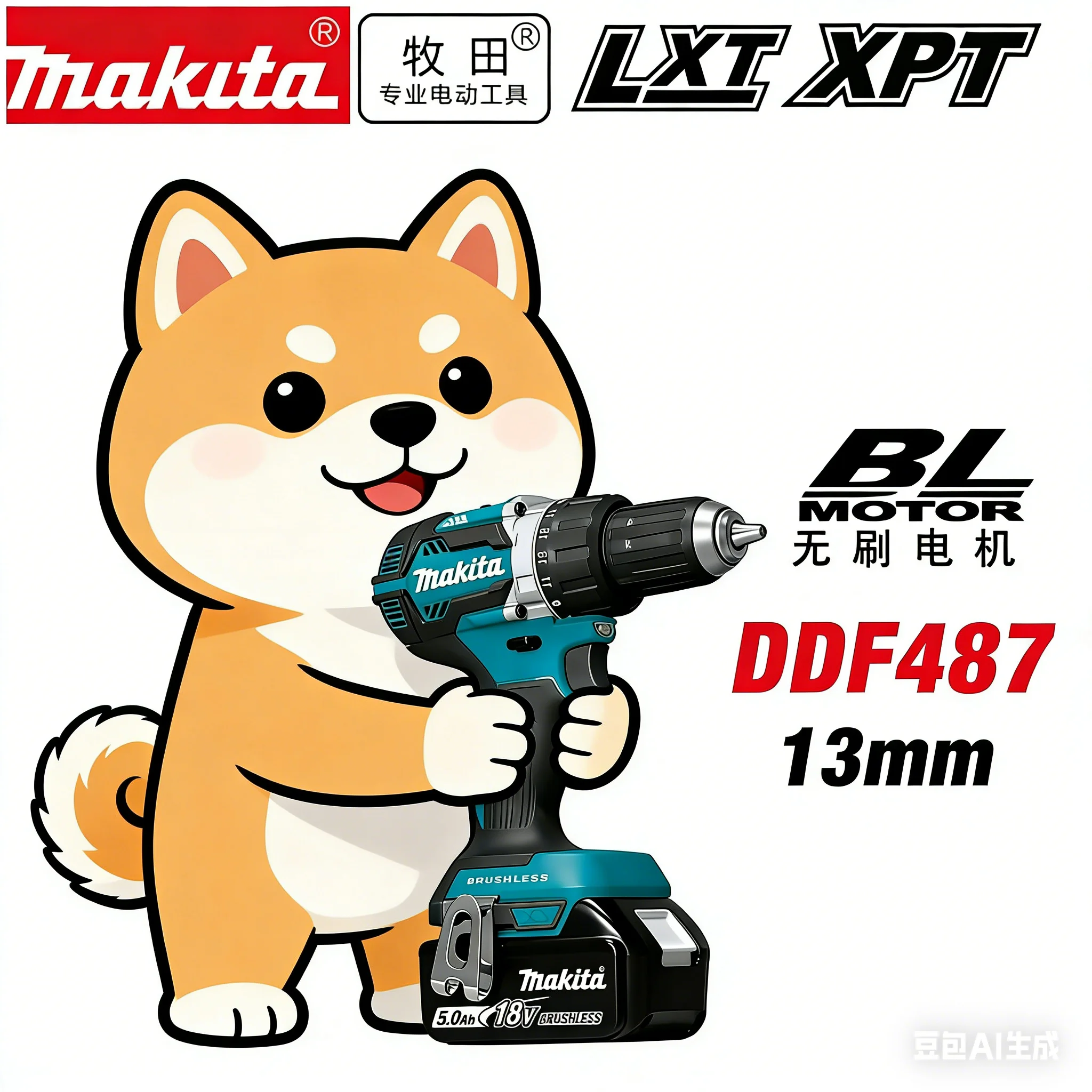 

Makita 18V Battery 13mm DDF487 Brushless Drill Impact Tool, Professional Cordless Power Tool for Decoration & Construction