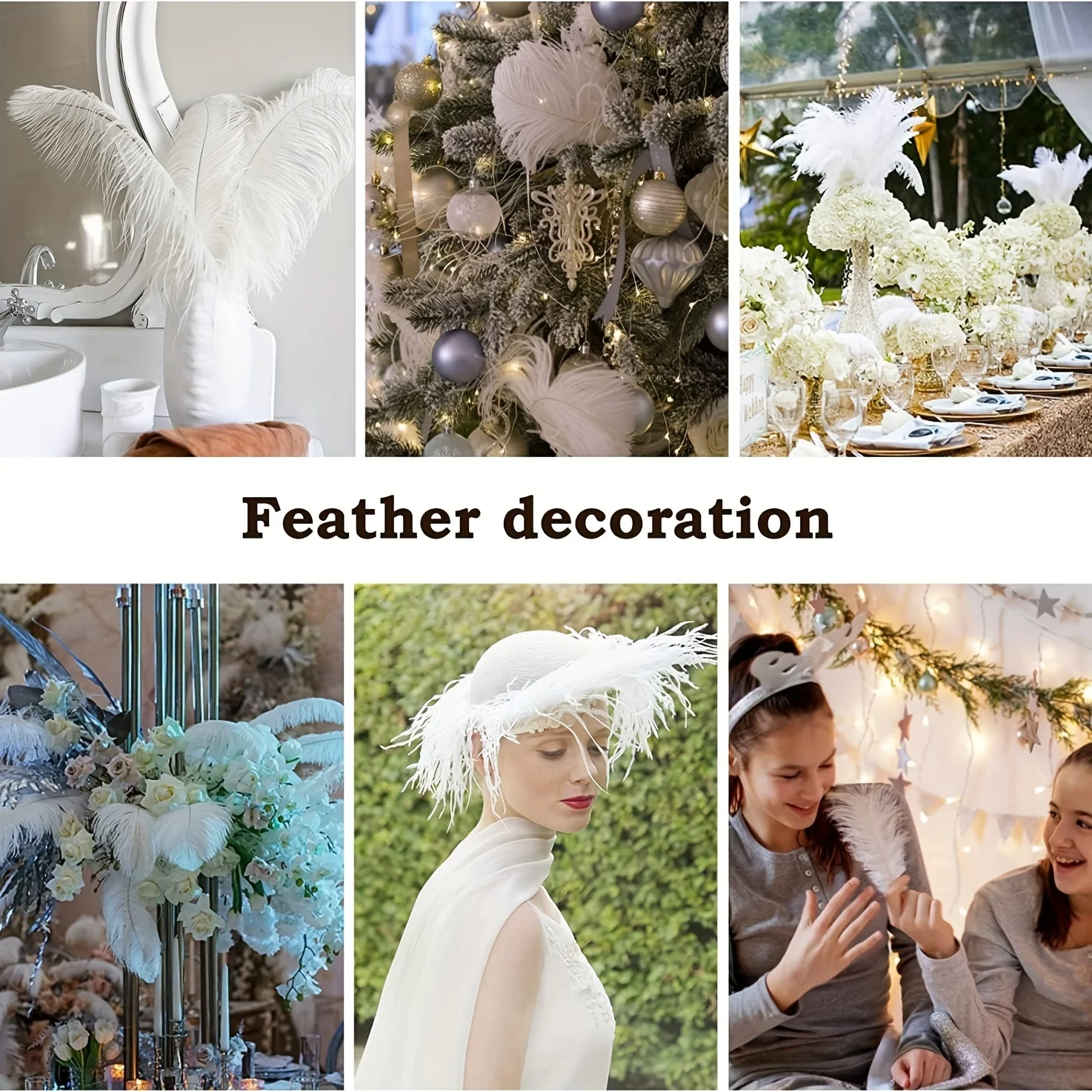 15-60cm White Ostrich Feathers Wholesale Thin Quill Premium Natural Feather Bulk for DIY Wedding Party Dress Sewing Decorations