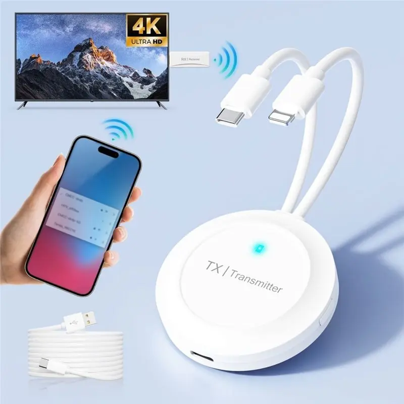 2027 New Wireless -Compatible Transmitter Receiver 4K 1080P 5GHZ+ 2.4GHZ For TV Display Kit, Plug& Play