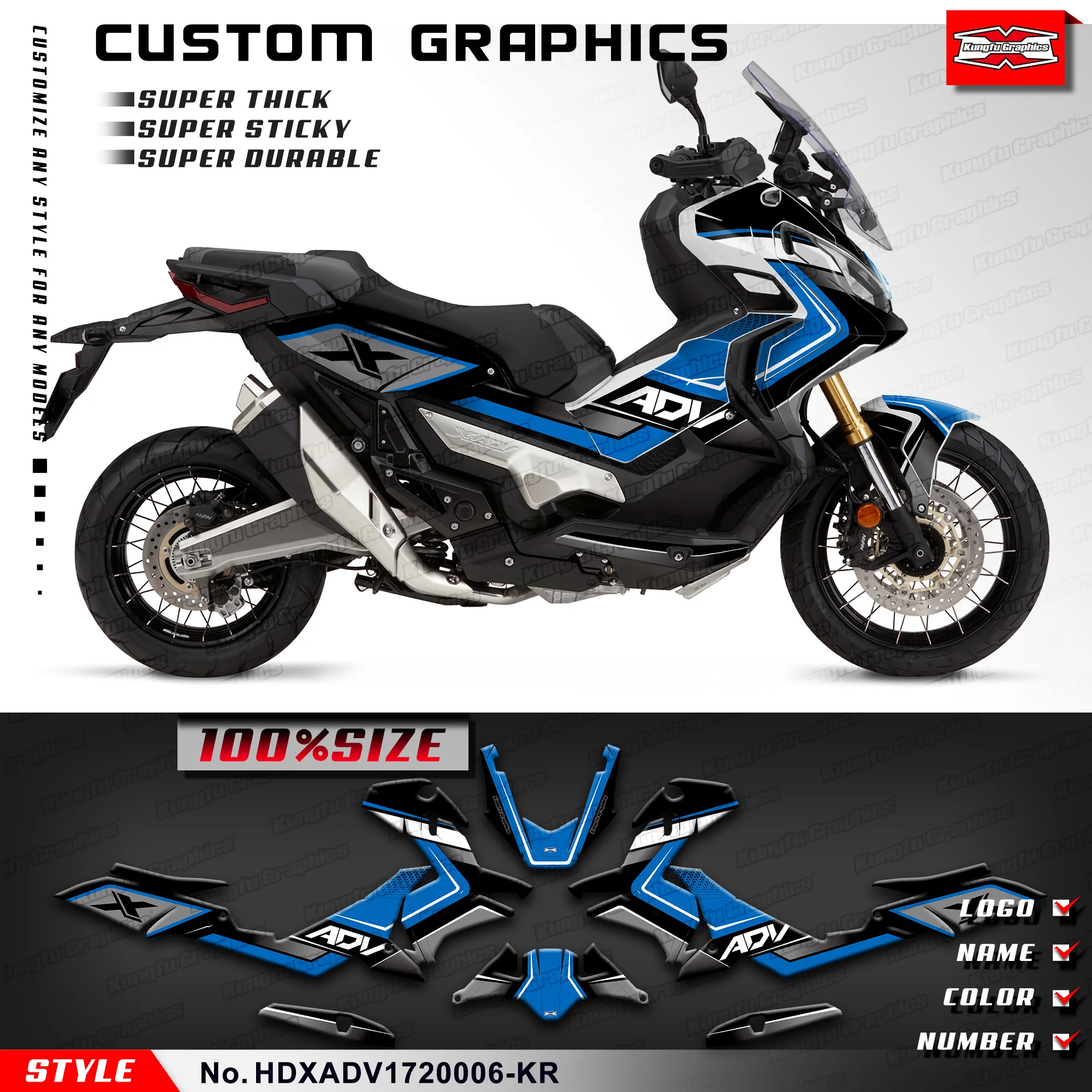 KUNGFU GRAPHICS Custom Stickers Wrap Sticker for Honda X-ADV 750 X ADV 2017 2018 2019 2020 Repair, HDXADV1720006-KR