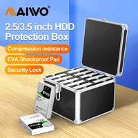 MAIWO Hard Drive Protection Box with 10-bay Lock, 3.5-inch IDE/SATA Hard Drive Storage Box, Anti-theft/moisture-proof/shockproof