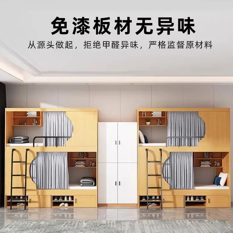 Solid Wood Bunk Bed Twin Over Twin Loft Bed Frame for Student Dorm Apartment Hostel Heavy Duty Sturdy No Squeak Noise Free