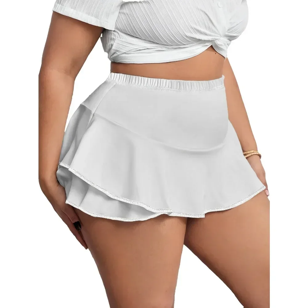 حجم كبير 1XL-5XL المرأة التنانير غير رسمية مطوي التنانير المنزلية السيدات موضة مثير طماق قصيرة بلون التنانير