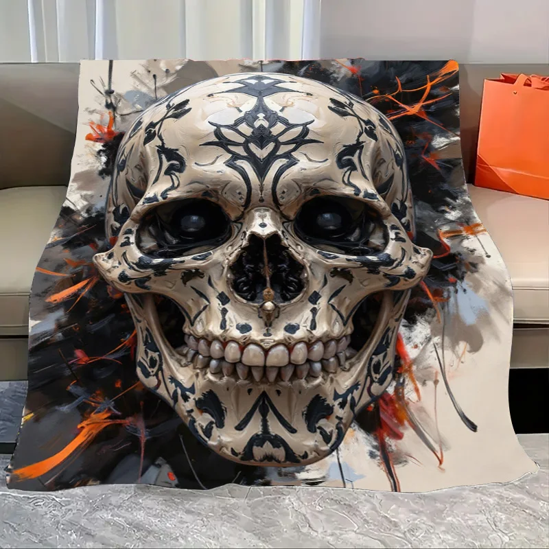 

Flannel Blanket-Soft Lightweight All-season Skull Art Baby Blanket Soft Cozy for Kids Bedding Decor