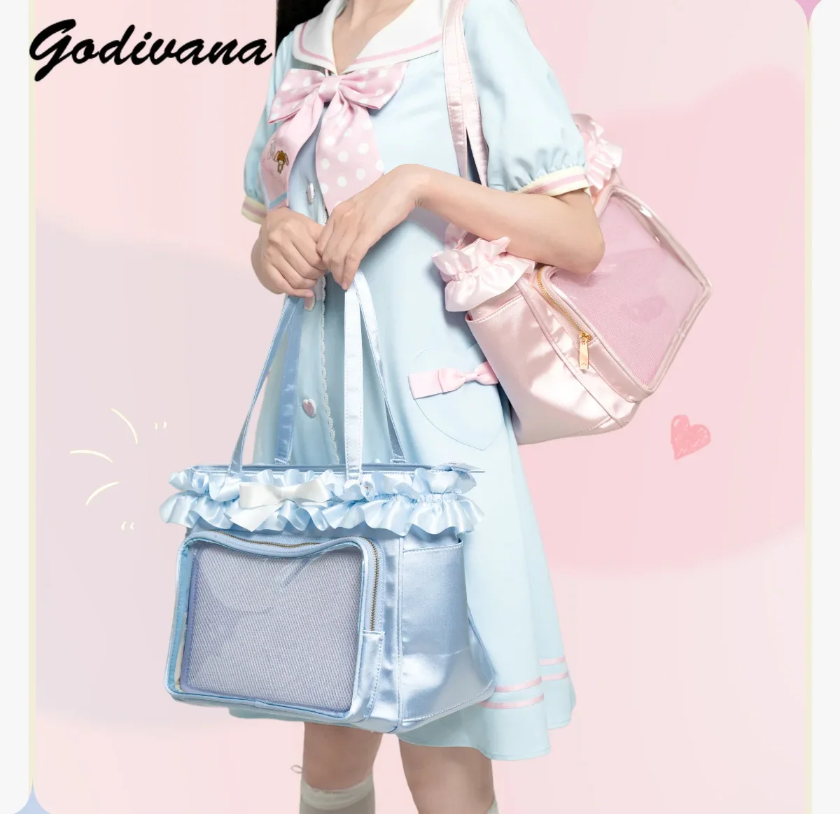 Original Design Ribbon Satin Sweet Bow Female Tote Itabag Two-dimensional Large-capacity Ribbon Commuter Handbag Shoulder Bags