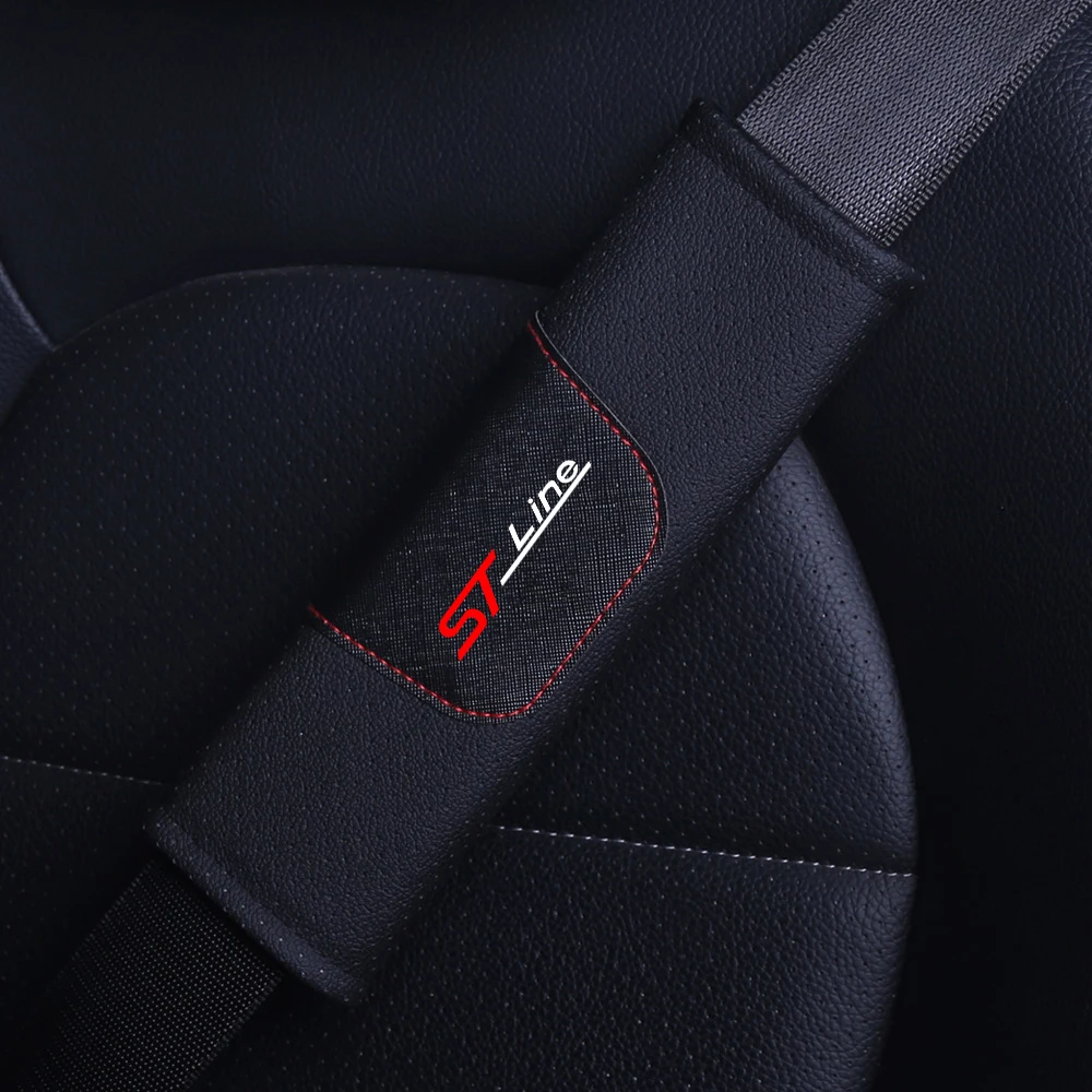 1pcs High quality leather car seat belt shoulder pad for Ford Fiesta MK3 MK4 Mondeo Edge ST LINE Automotive interior accessories