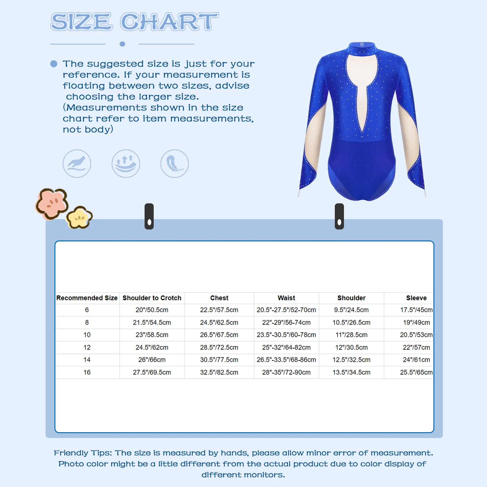 Kids Girls Rhinestone Ballet Dance Gymnastics Leotard Long Sleeve Figure Skating Bodysuit Unitards Ballroom Performance Costume