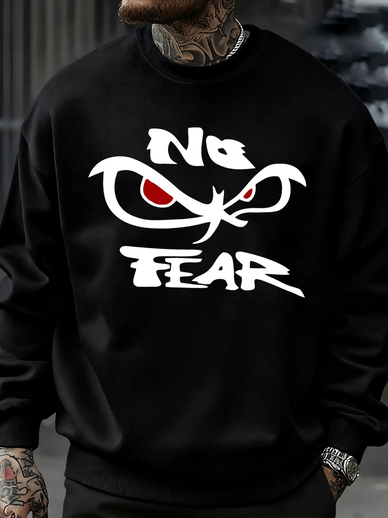 

No Fear Determined Gaze Prints Mens Pullovers Soft Casual Sweatshirts Autumn Oversize Streetwear Crewneck Fleece Clothing Unisex